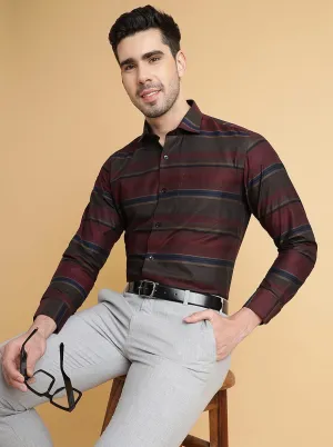 Multicolor Striped Slim Fit Formal Shirt | Metal