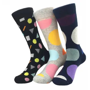 New Ball Printed Mens Colorful Crew Socks - Premium Cotton Fun socks with Soft Elastic - 3 Pack