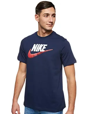 Nike Sportswear Men's T-Shirt, Crew Neck Shirts for Men with Swoosh, Obsidian/White/University Red, M
