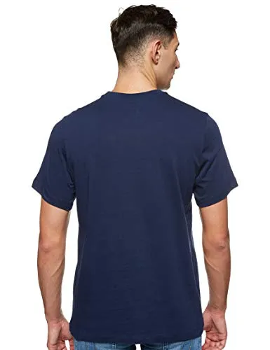 Nike Sportswear Men's T-Shirt, Crew Neck Shirts for Men with Swoosh, Obsidian/White/University Red, M