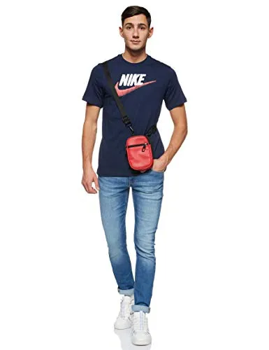 Nike Sportswear Men's T-Shirt, Crew Neck Shirts for Men with Swoosh, Obsidian/White/University Red, M
