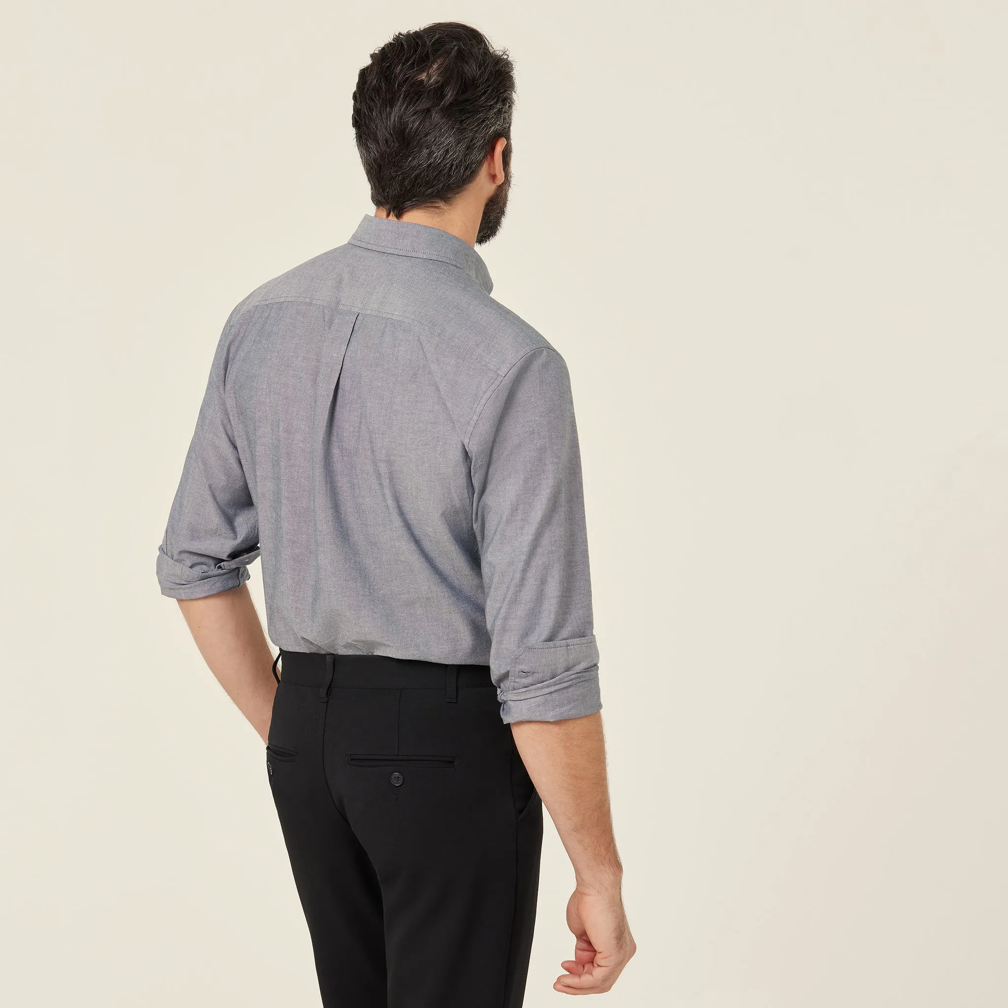 NNT Men's Chambray Long Sleeve Shirt - Charcoal