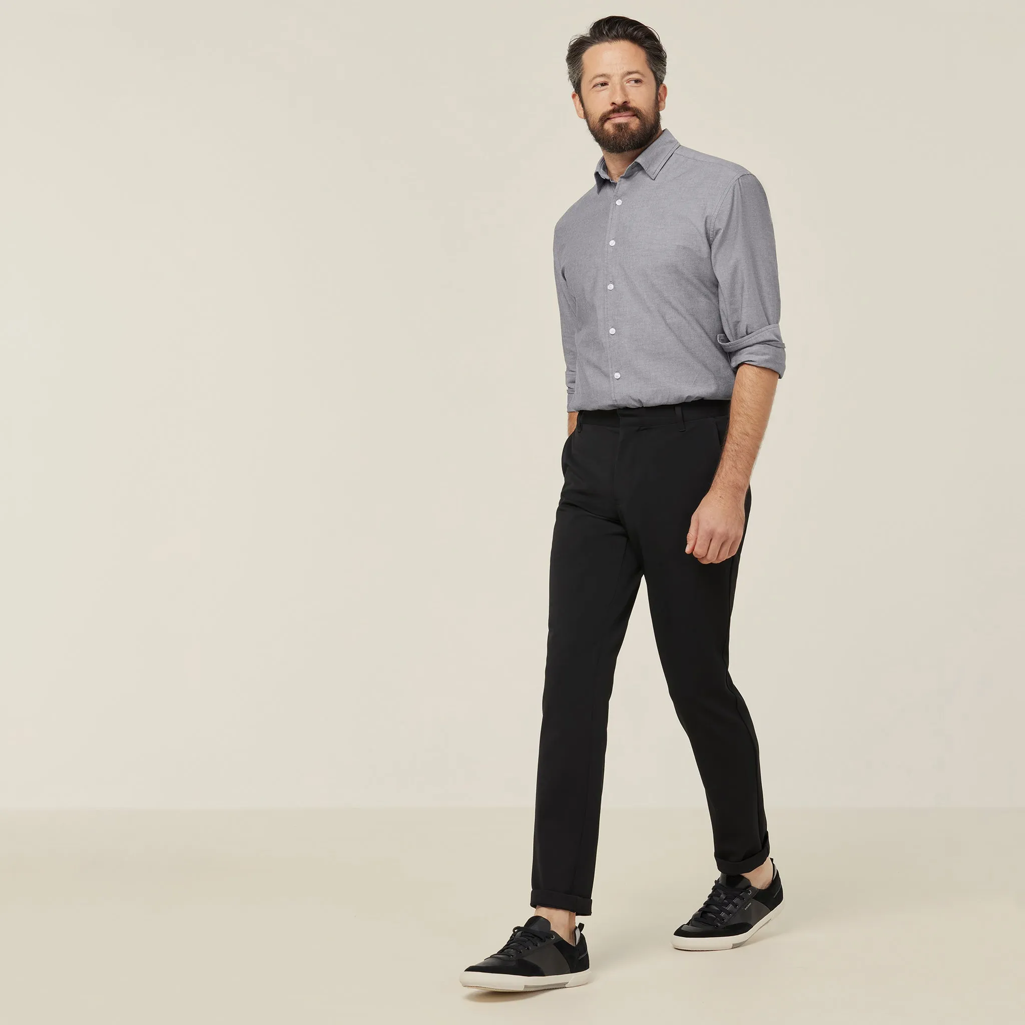 NNT Men's Chambray Long Sleeve Shirt - Charcoal