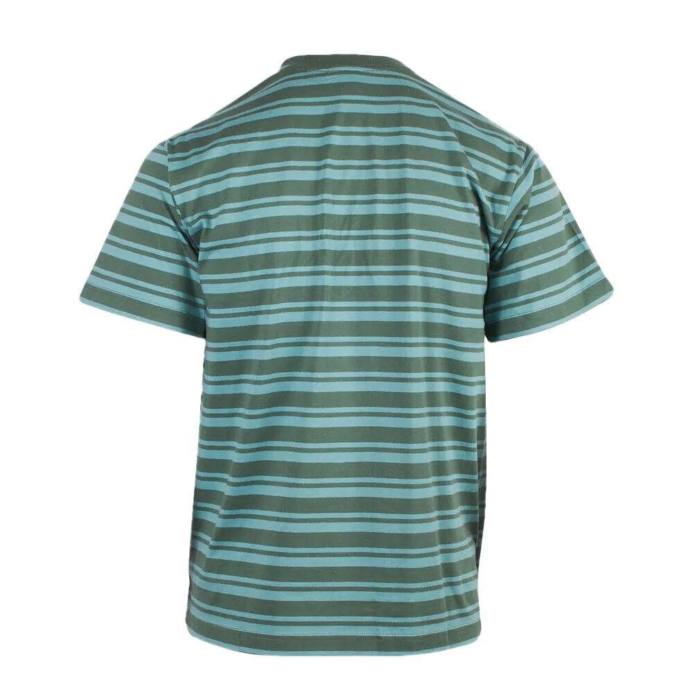 OBEY Men's Green Aqua Sunrise Striped S/S T-Shirt