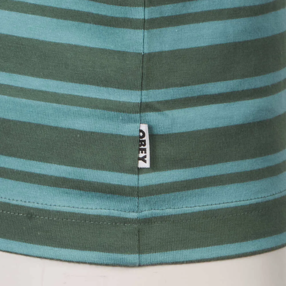 OBEY Men's Green Aqua Sunrise Striped S/S T-Shirt