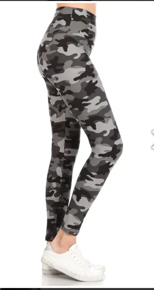 One Size Grey Camo Leggings