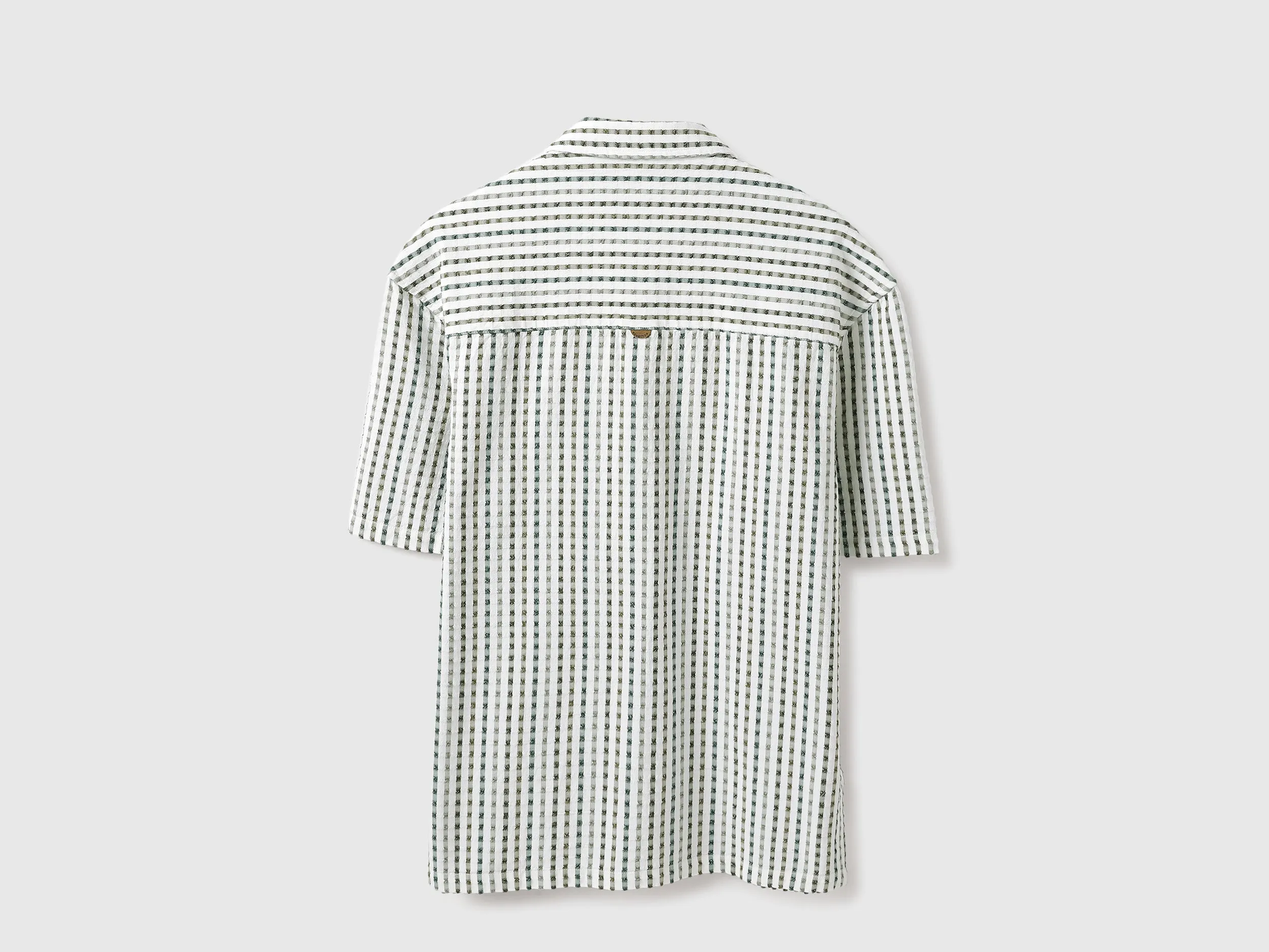 Oversized Fit Spread Collar Crinkle Dobby Striped Shirt