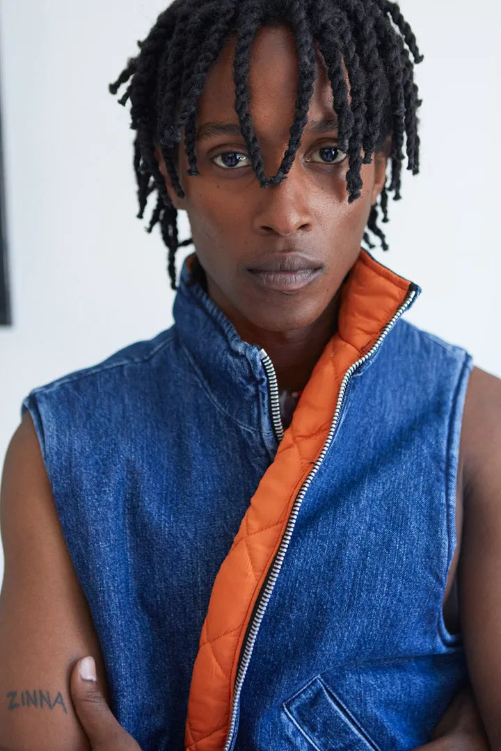 Padded Vest - Washed Blue