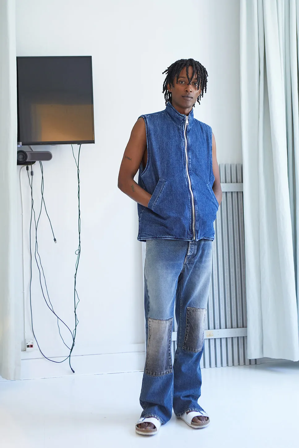 Padded Vest - Washed Blue