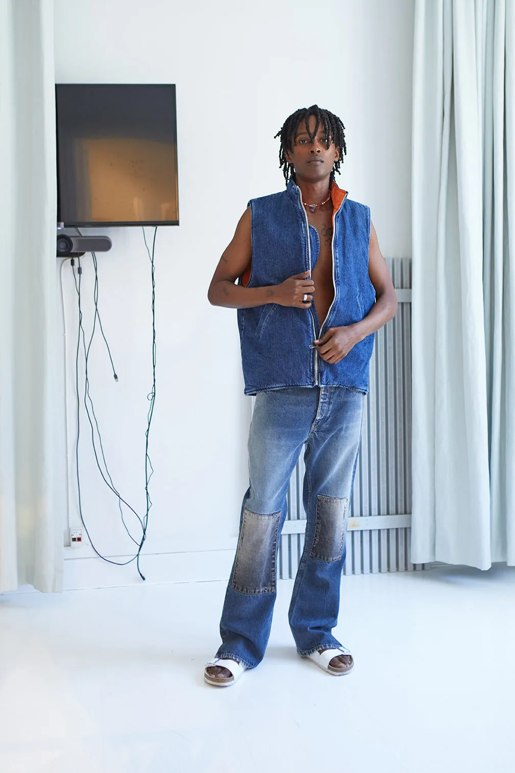 Padded Vest - Washed Blue