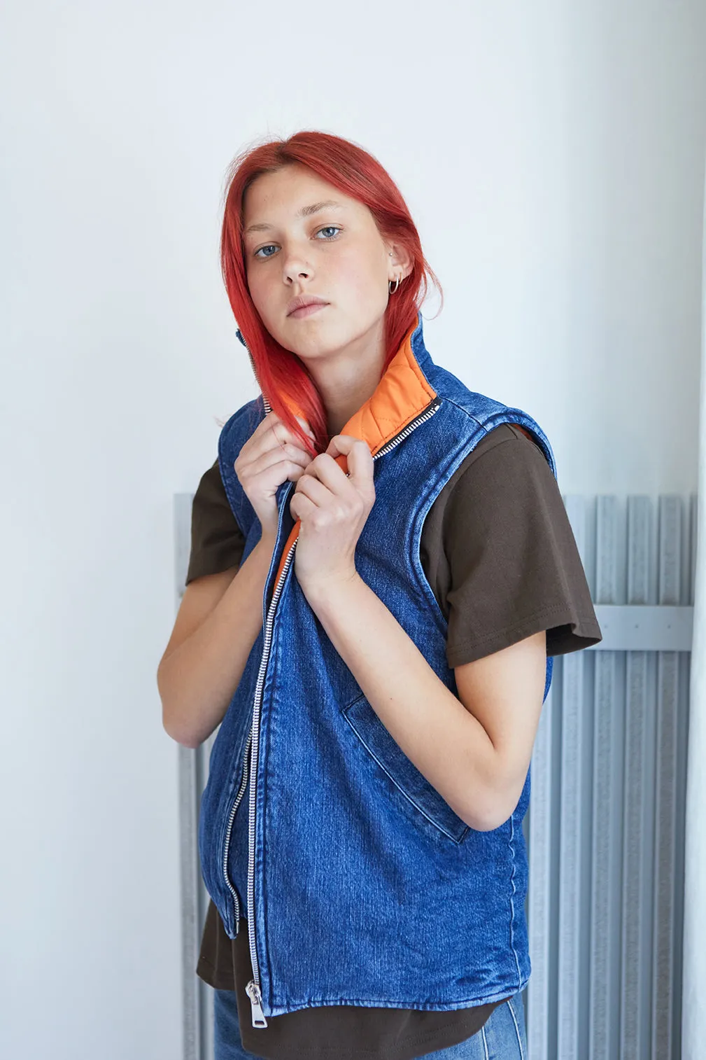 Padded Vest - Washed Blue