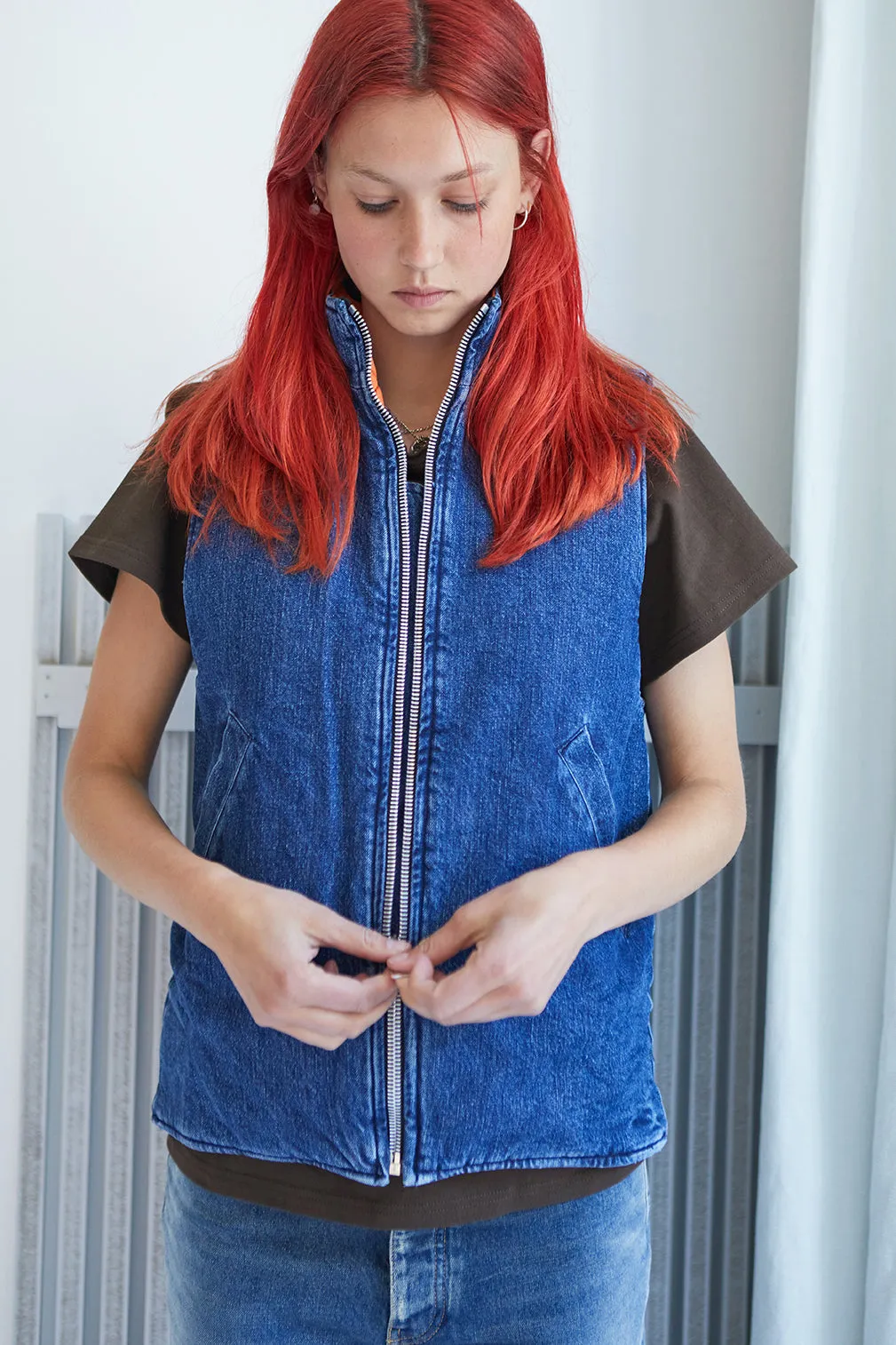 Padded Vest - Washed Blue