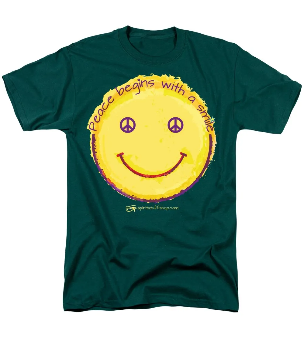 Peace Begins With A Smile - Men's T-Shirt  (Regular Fit)