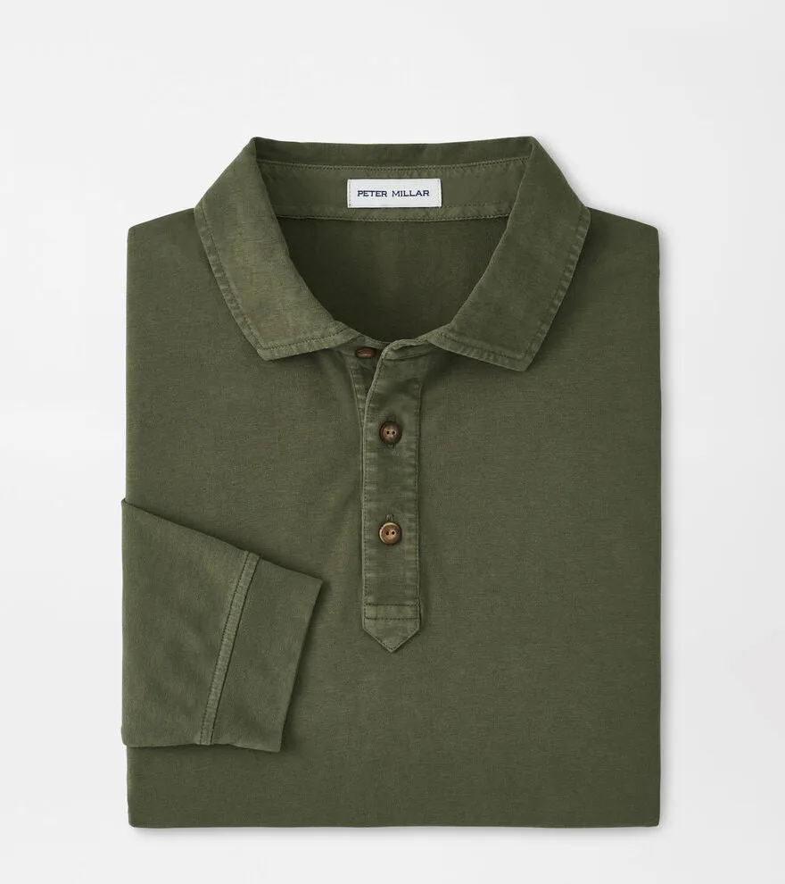 Peter Millar - Lava Wash Long Sleeve Polo - Military