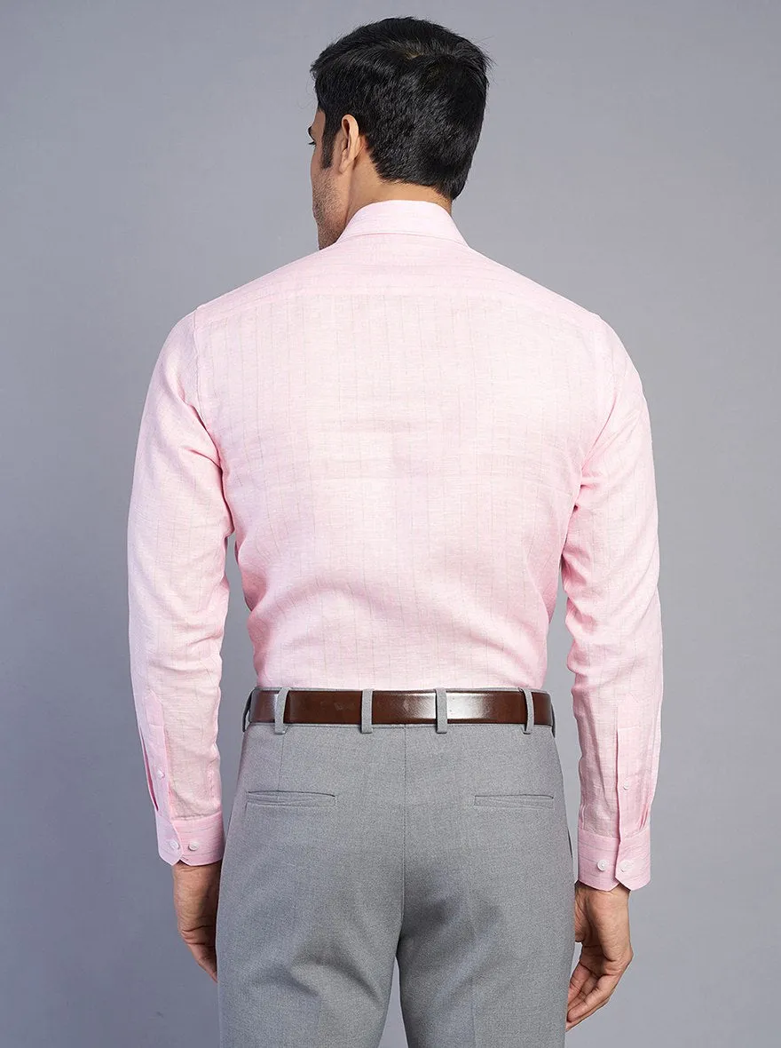 Pink Striped Regular Fit Formal Shirt | JadeBlue