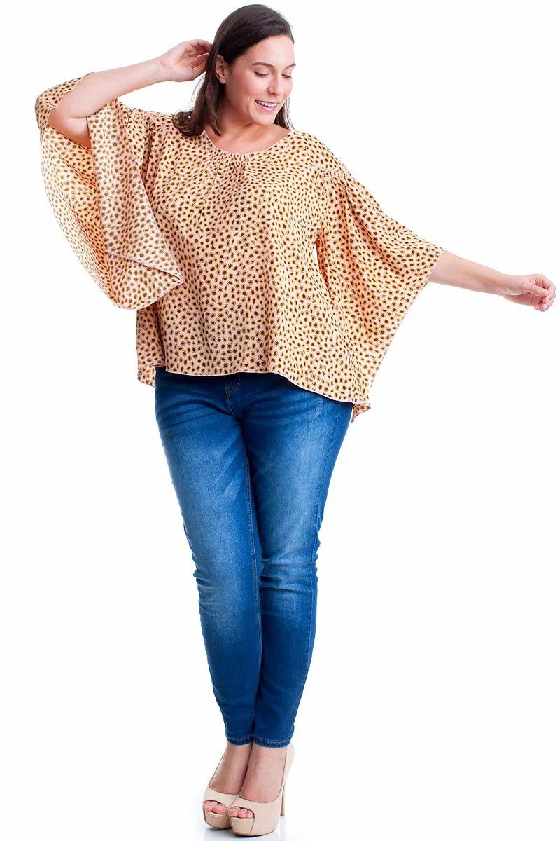 Plus Size Tunic Boho Paisley Blouse with Butterfly Sleeves