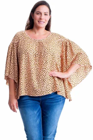 Plus Size Tunic Boho Paisley Blouse with Butterfly Sleeves