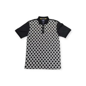 Polo Men's Double Mercerised Geo Print Golfer Black