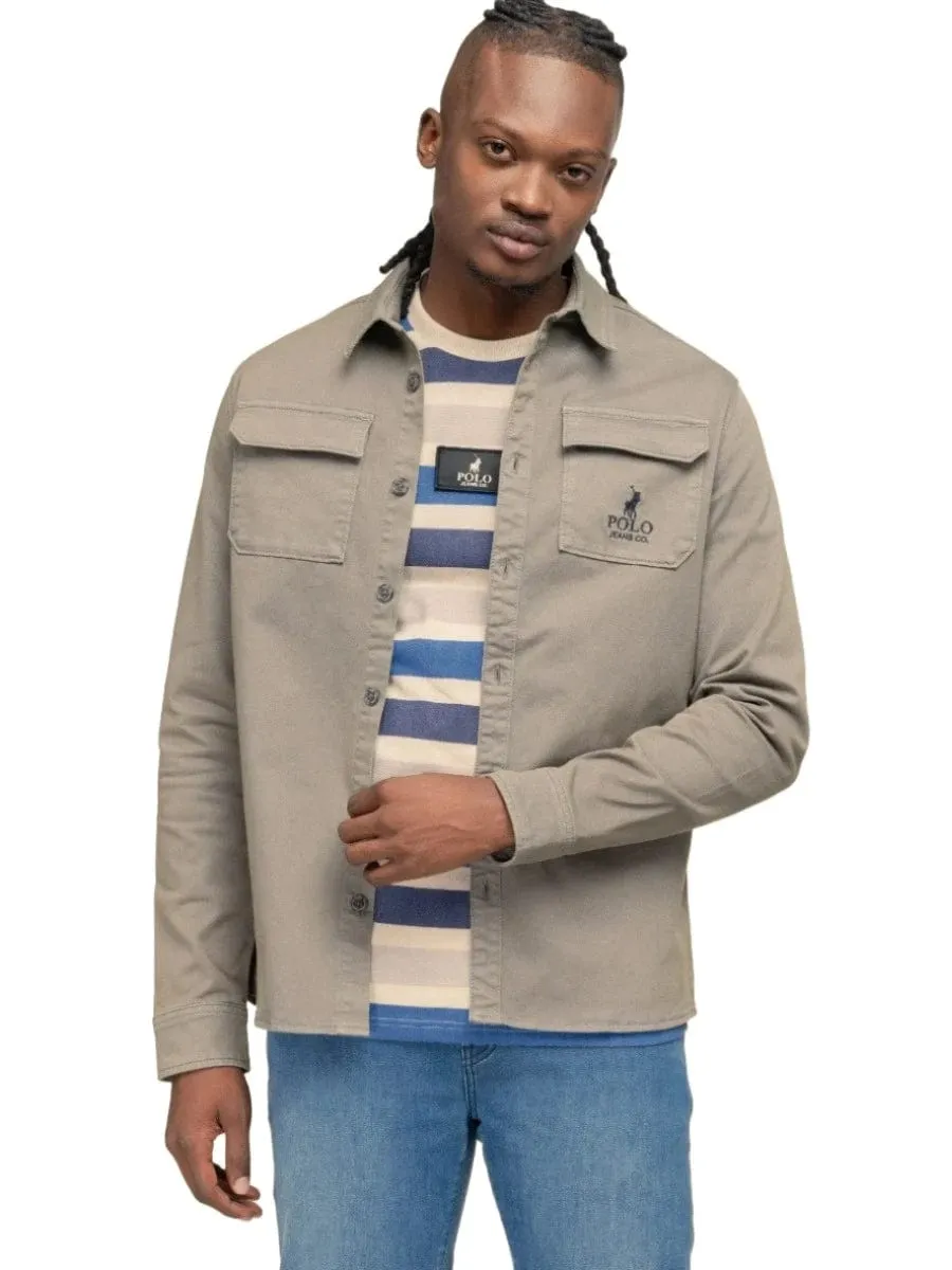 Polo Mens Pjc Long Sleeve Overshirt Charcoal