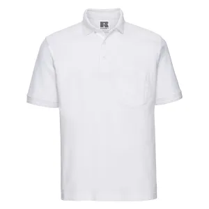 POLO T-Shirt Russell Heavy Duty Cotton Pique Poloshirt Work Golf R011M White XL