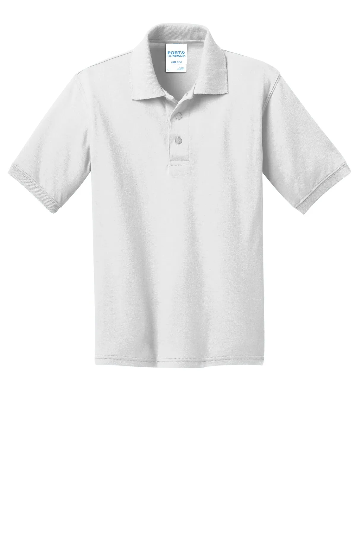 Port & Company Youth Core Blend Jersey Knit Polo. KP55Y White
