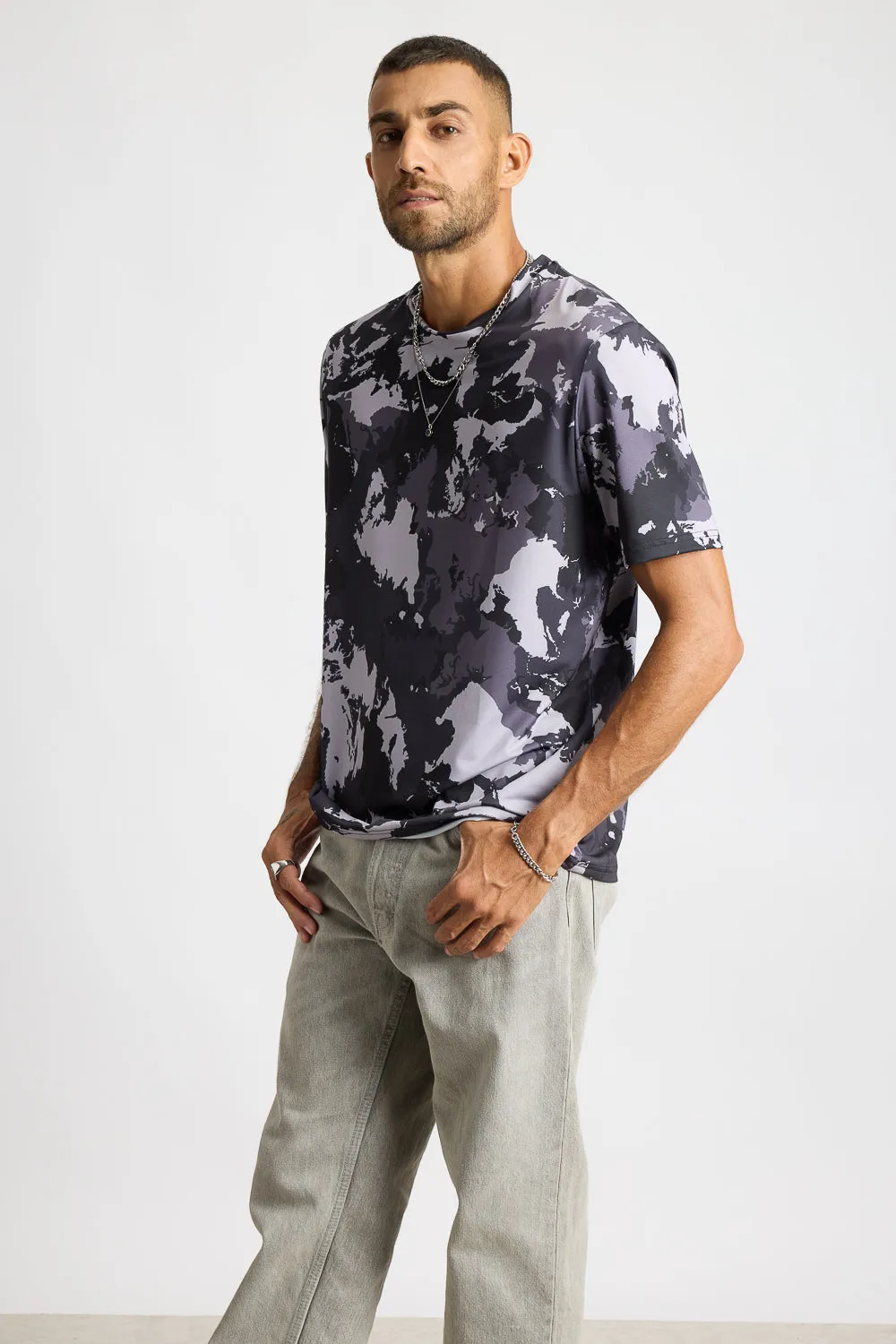 Printed Men's T-Shirt - Black Camo