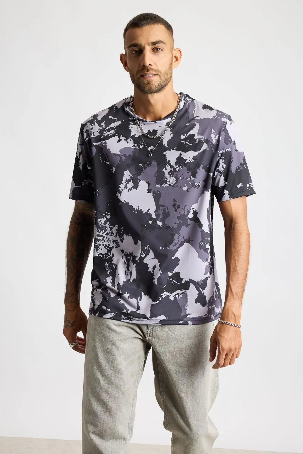 Printed Men's T-Shirt - Black Camo