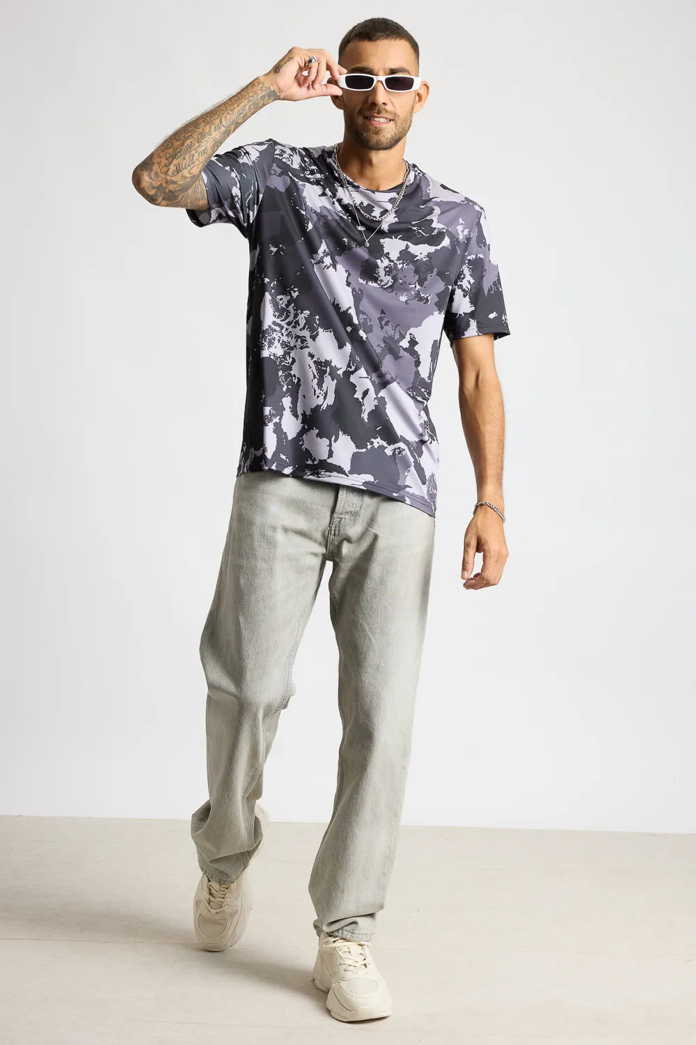 Printed Men's T-Shirt - Black Camo