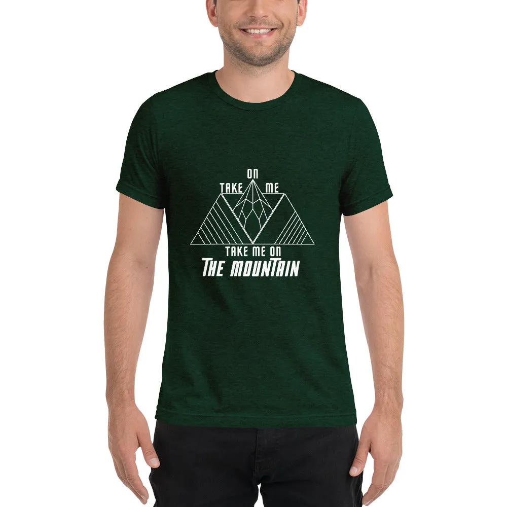 "Take On Me, Take Me On The Mountain" Men's Tri-Blend Premium Eco T-Shirt