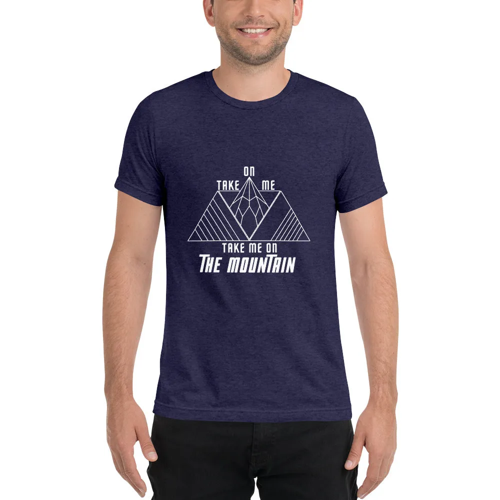 "Take On Me, Take Me On The Mountain" Men's Tri-Blend Premium Eco T-Shirt