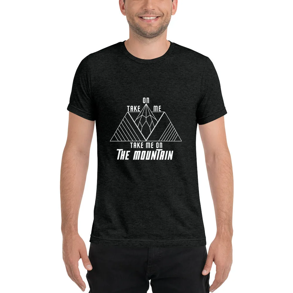 "Take On Me, Take Me On The Mountain" Men's Tri-Blend Premium Eco T-Shirt