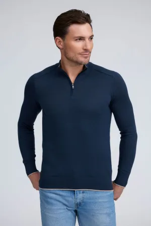 Raffi Dario Quarter Zip Mock Neck Modal Cotton Knit