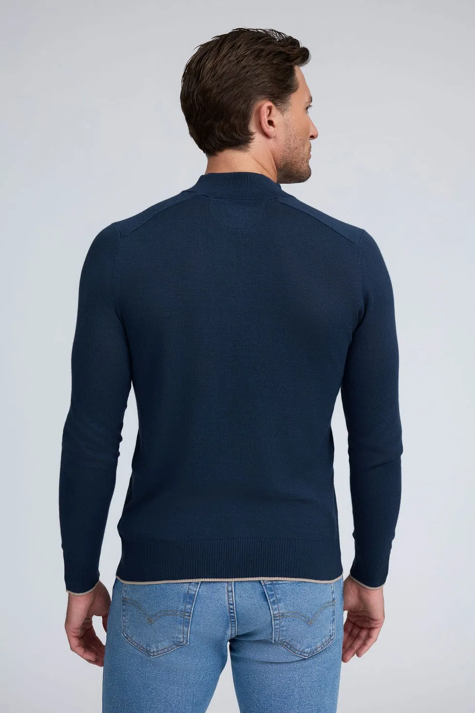 Raffi Dario Quarter Zip Mock Neck Modal Cotton Knit