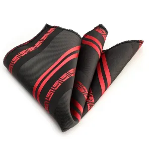Red Black Greek Mens Pocket Square - Premium Silk Handkerchiefs for Suits