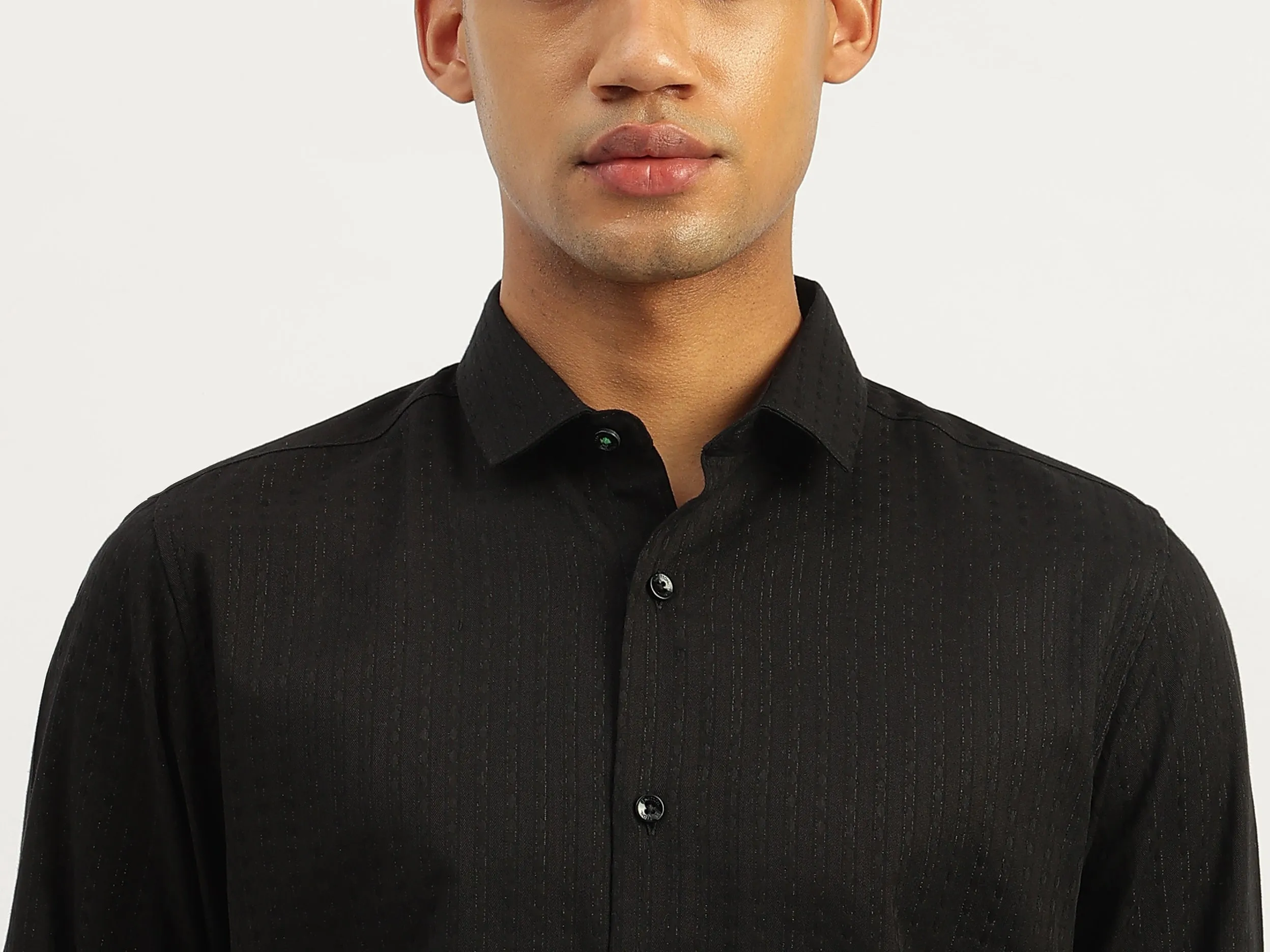 Regular Fit Spread Collar Striped Shirt