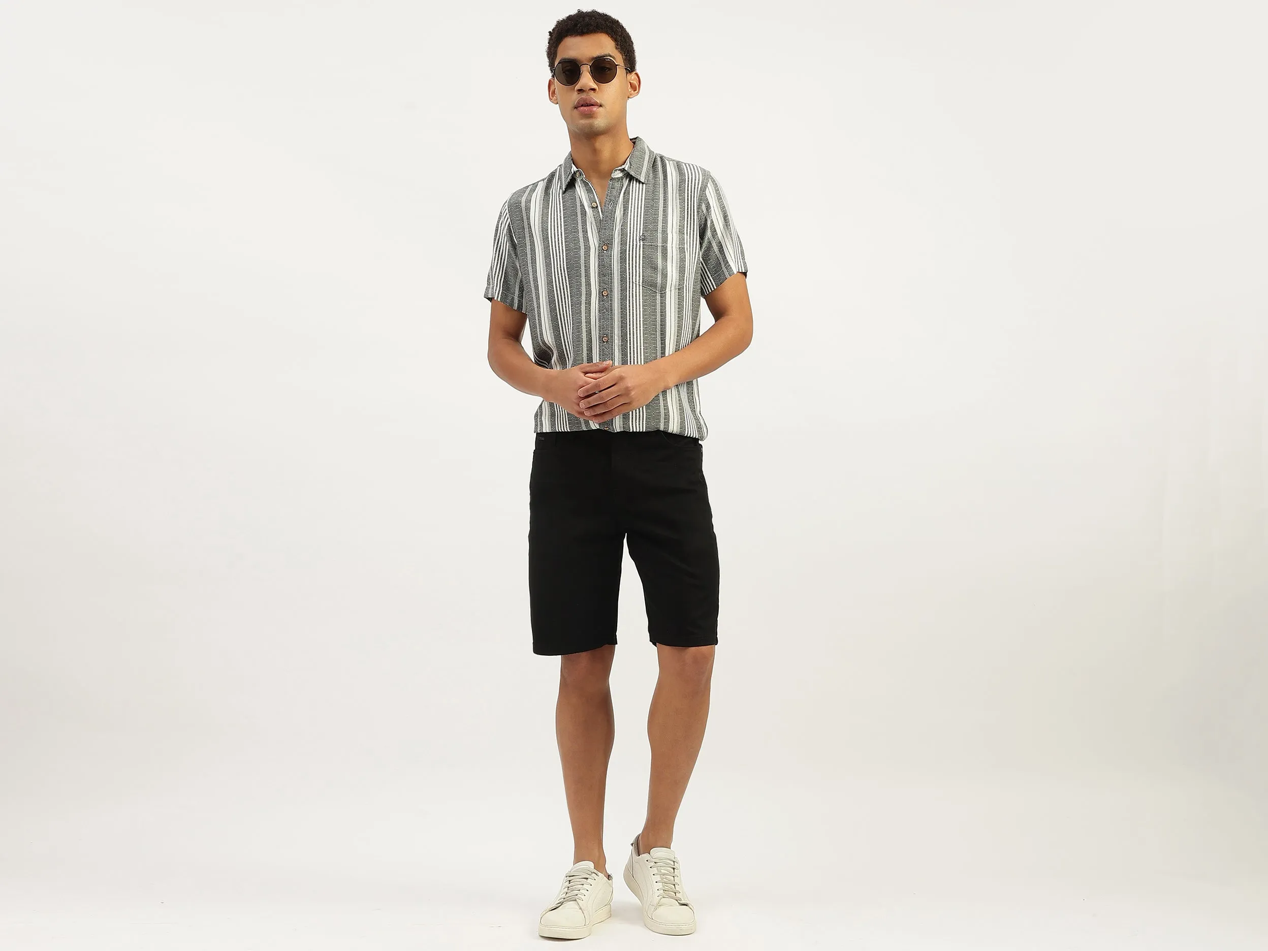 Regular Fit Spread Collar Striped Shirt