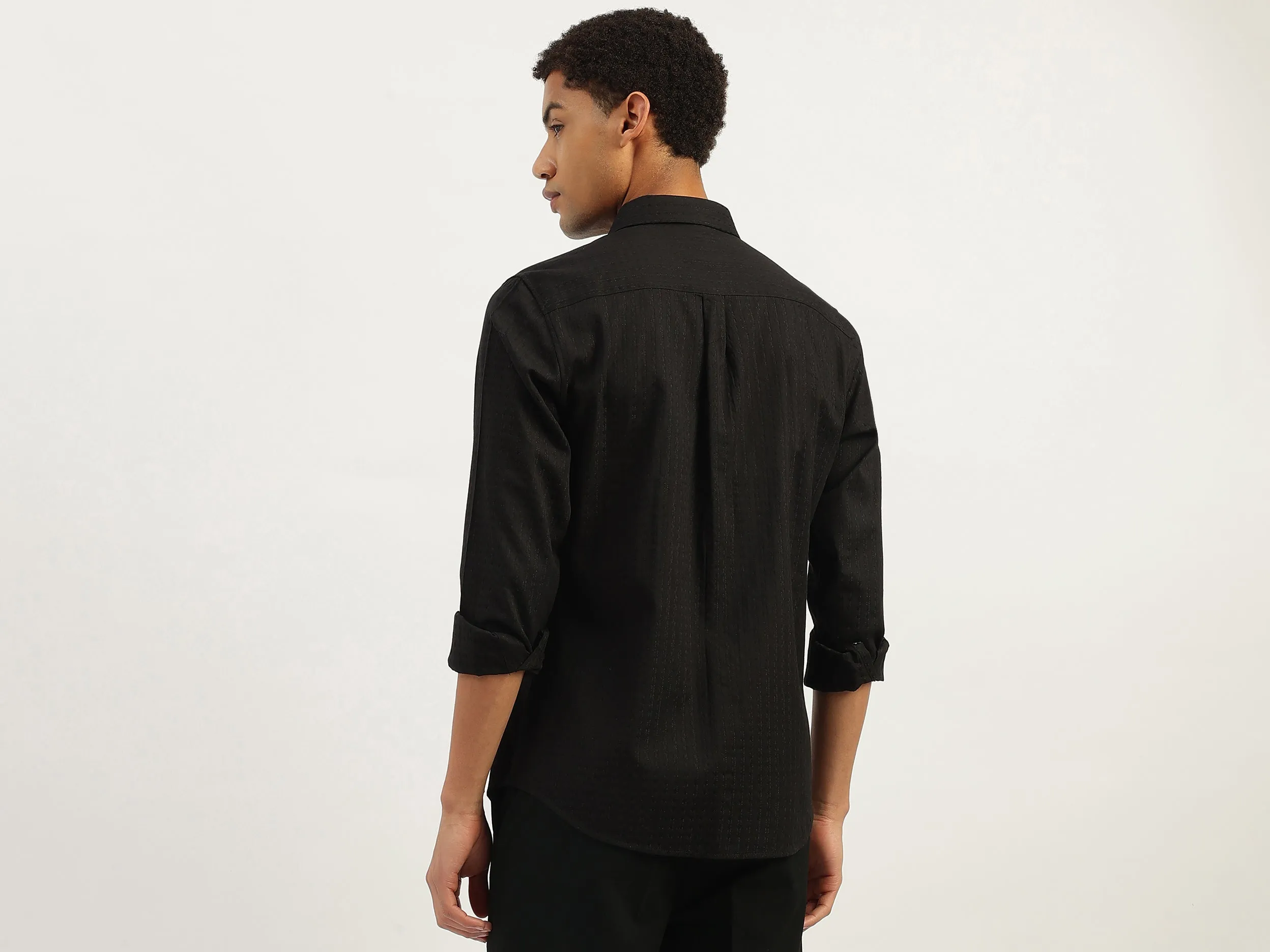 Regular Fit Spread Collar Striped Shirt