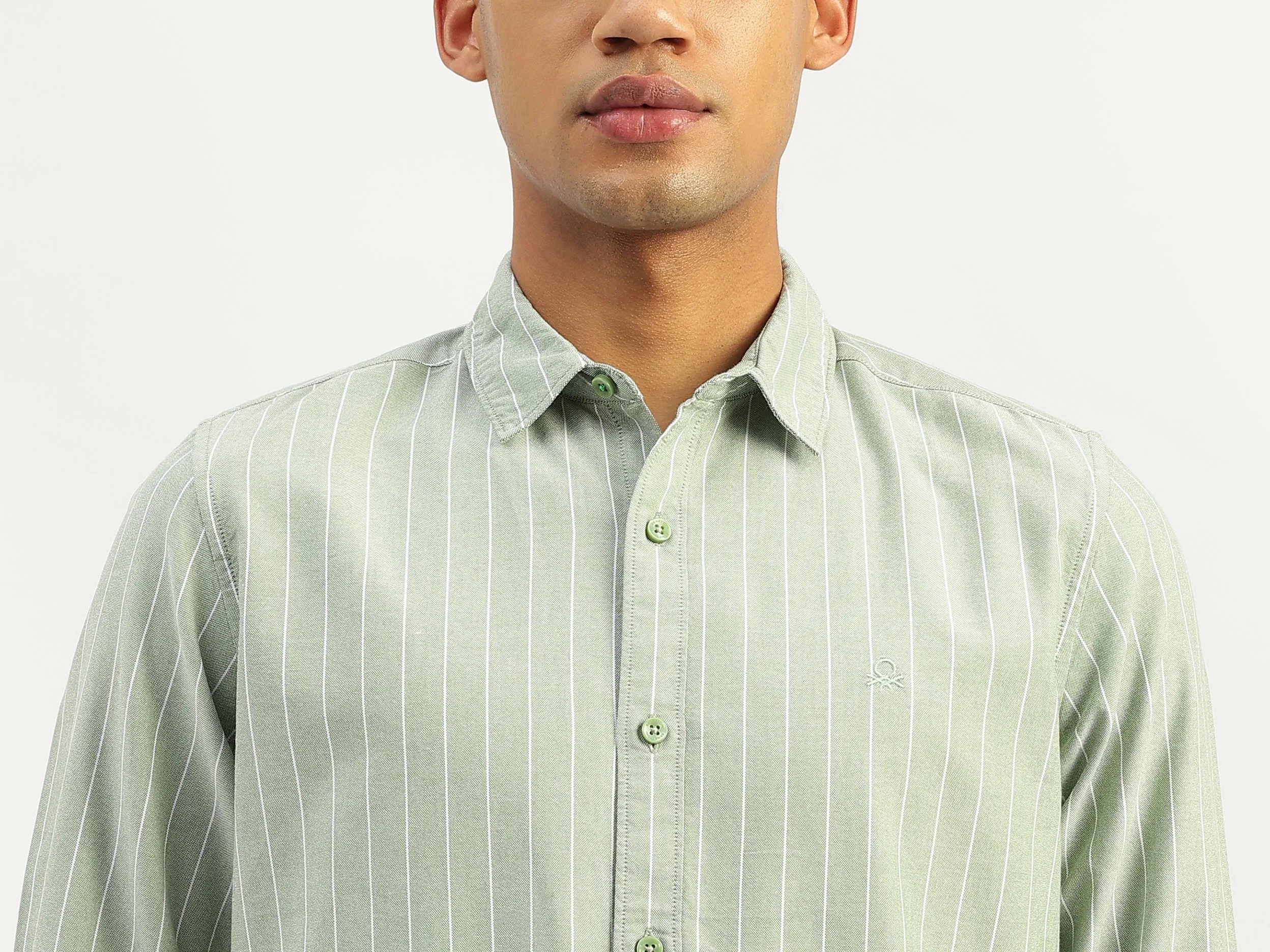 Regular Fit Spread Collar Striped Shirt
