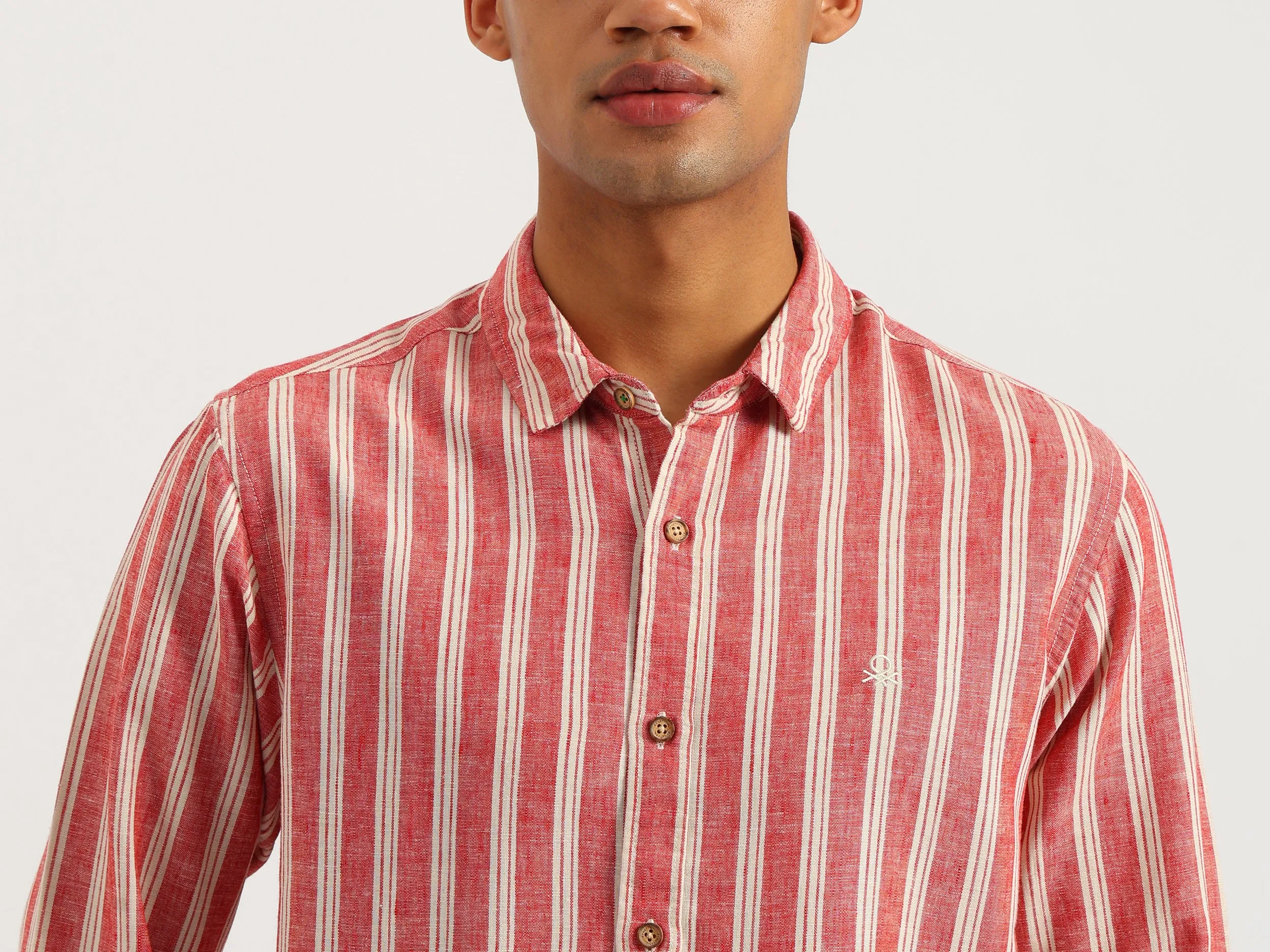 Regular Fit Spread Collar Vertical Stripes Shirt