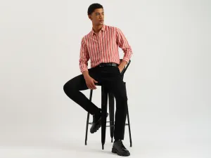 Regular Fit Spread Collar Vertical Stripes Shirt