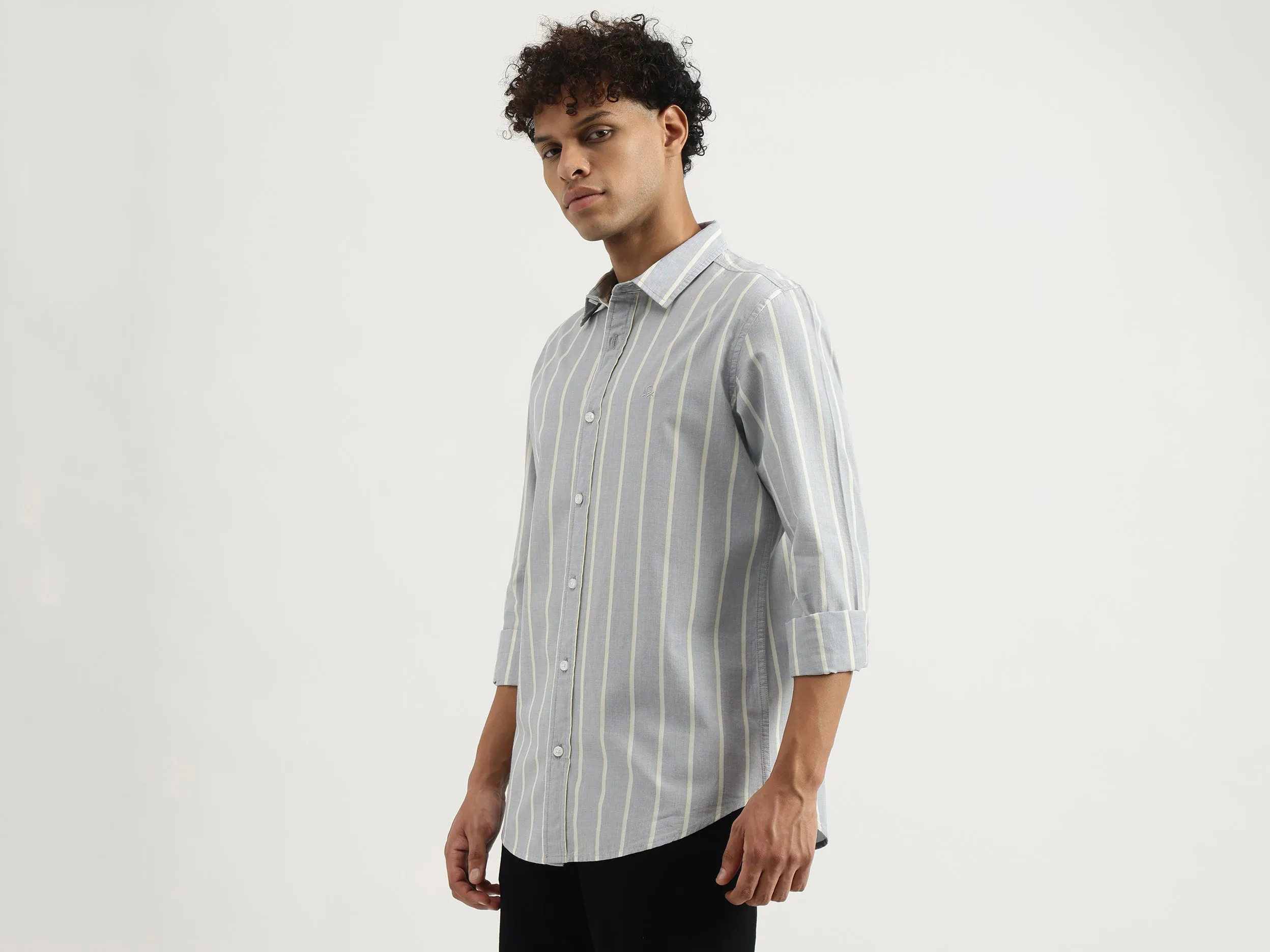 Regular Spread Collar Striped Shirt