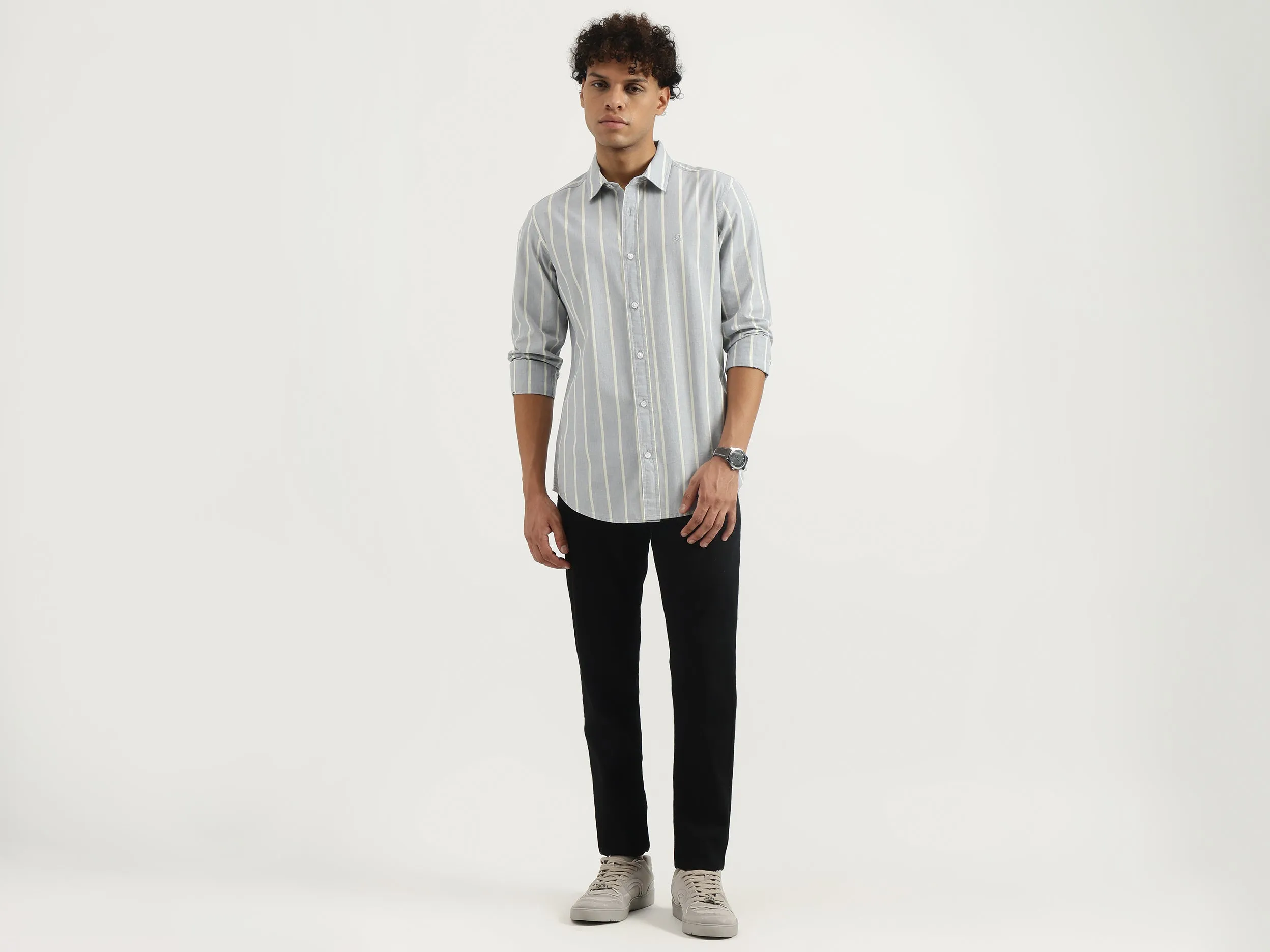 Regular Spread Collar Striped Shirt