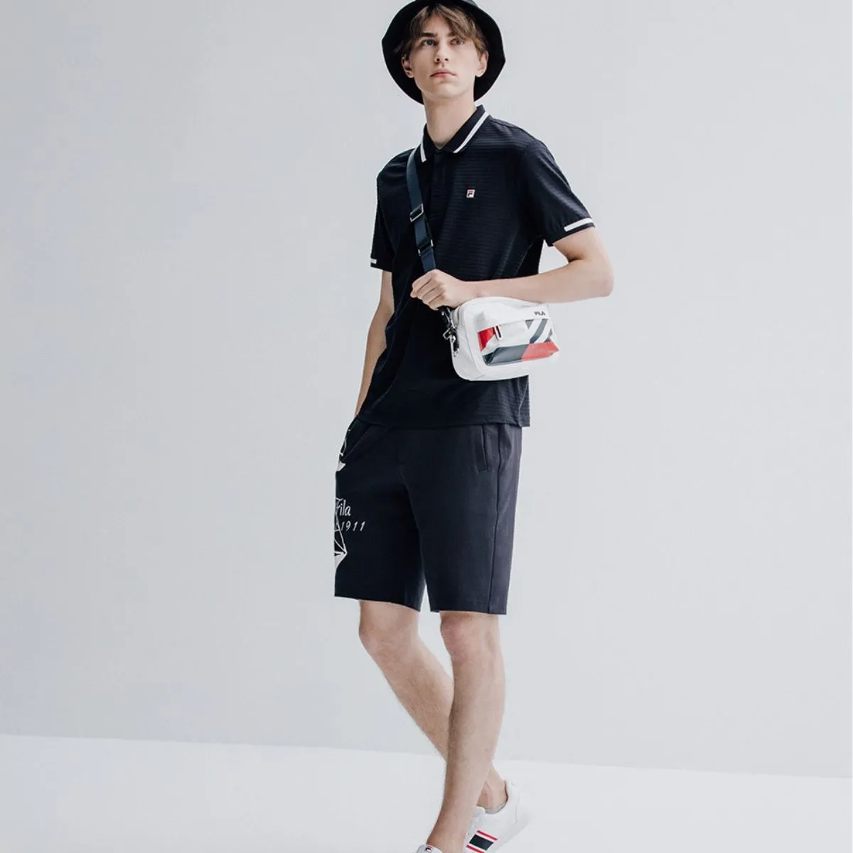 Rib Knit Collar Casual Dark Blue Polo 