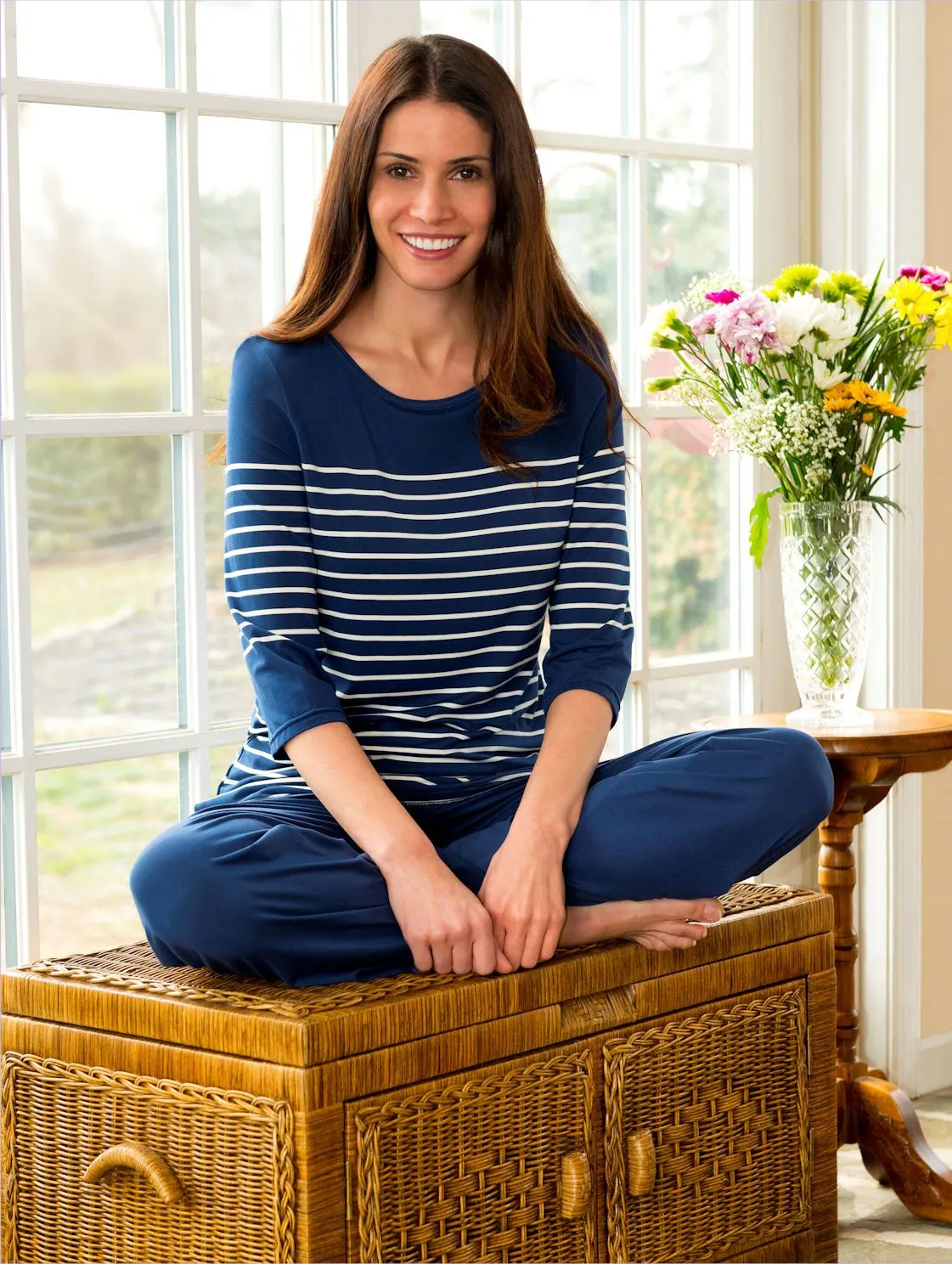 Shadowline Women's Pajama Set Before Bed Modal Striped Lounge Set