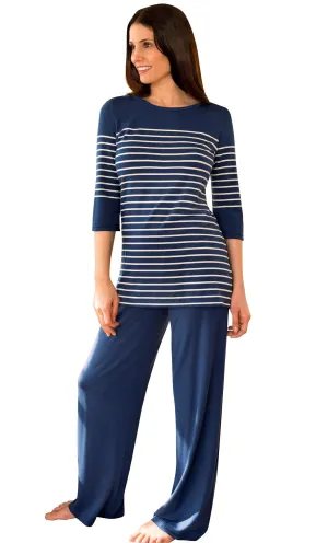Shadowline Women's Pajama Set Before Bed Modal Striped Lounge Set