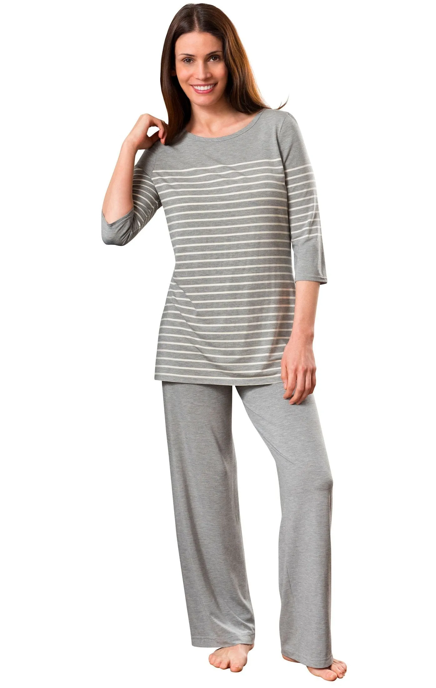 Shadowline Women's Pajama Set Before Bed Modal Striped Lounge Set