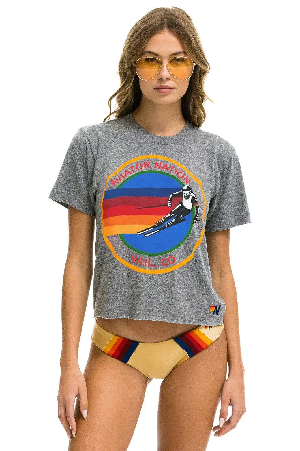 SIGNATURE VAIL BOYFRIEND TEE - HEATHER