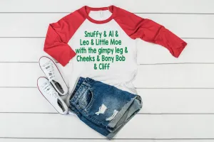 Snuffy and Al Christmas Raglan | Unisex Raglan