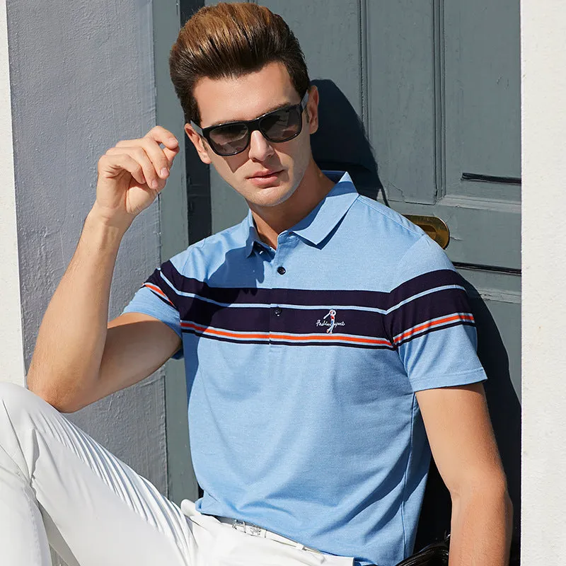 Striped Lapel Men's T-shirt