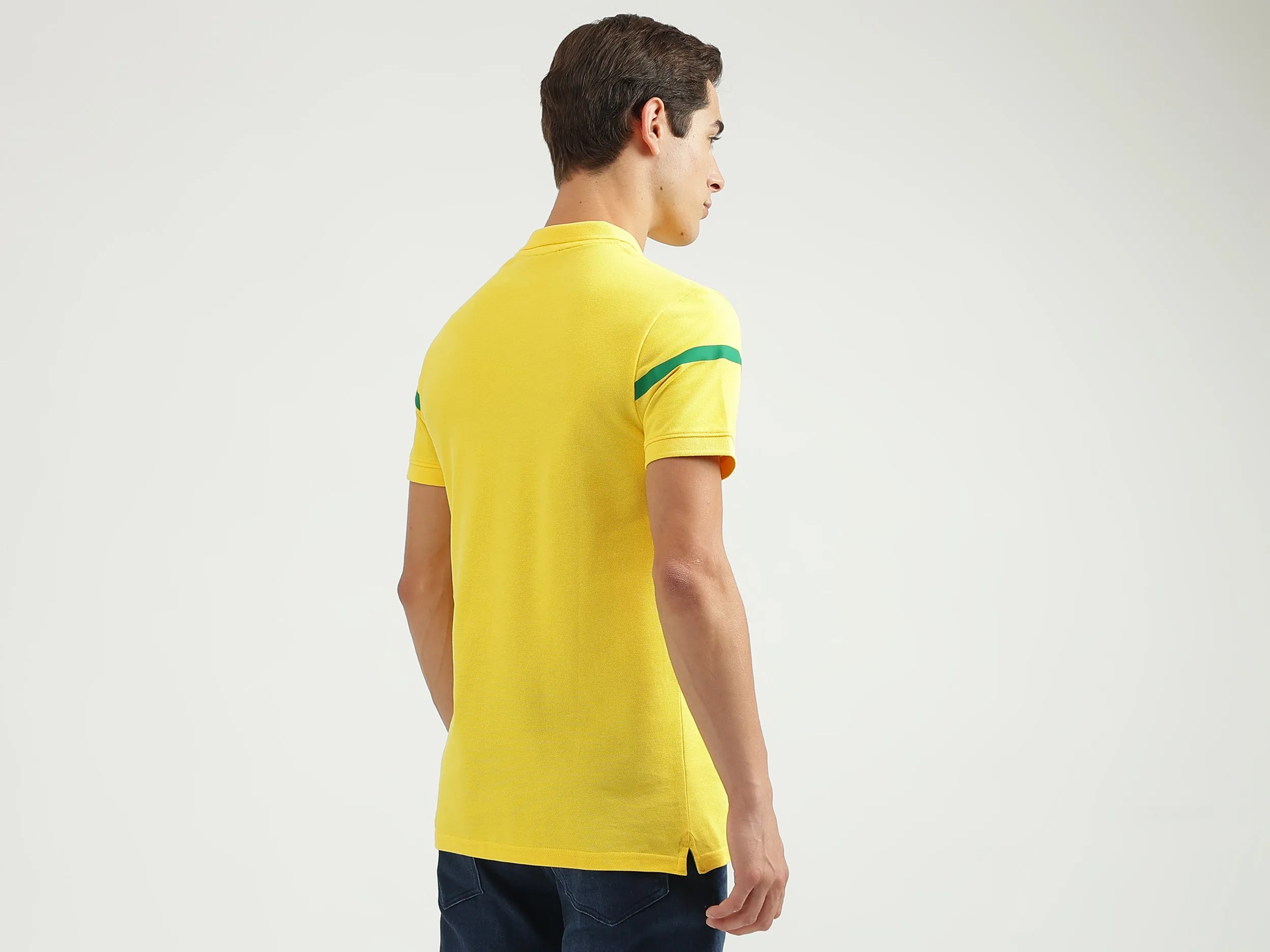 Striped Polo Neck Regular-Fit T-Shirt